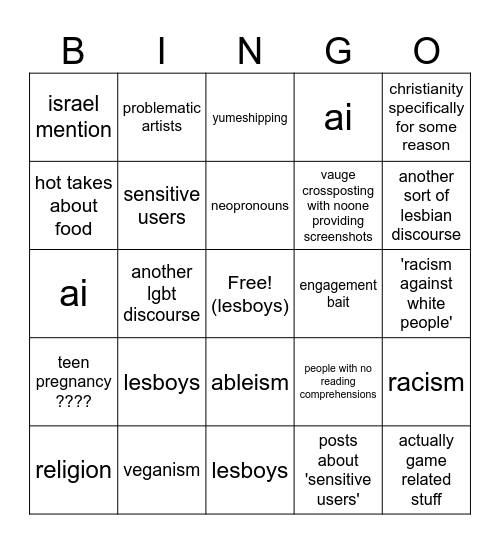 Everskies Bingo Card