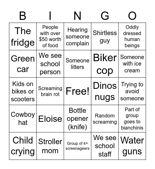 Hometown days Bingo Card