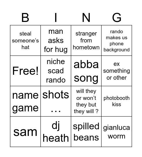 night of all nights Bingo Card