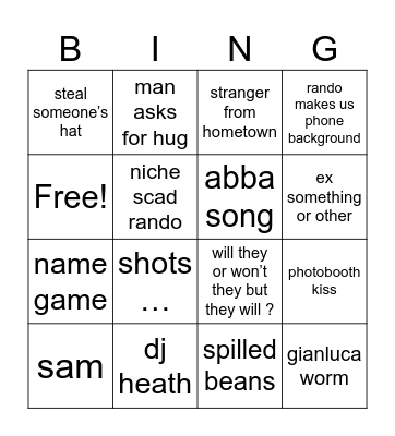 night of all nights Bingo Card
