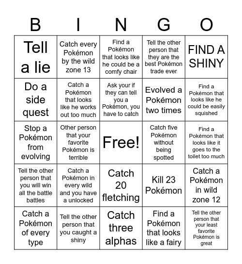 Pokémon then we fight bingo Card