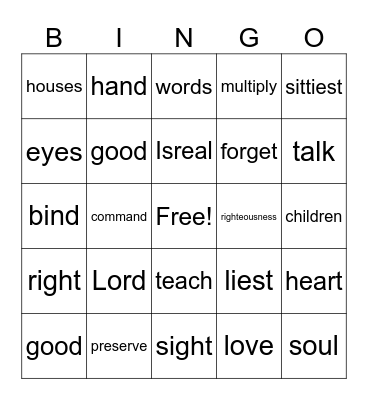 Remember God Bingo Card