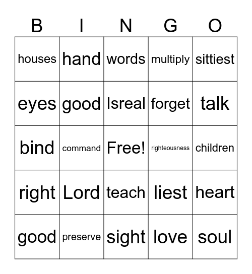 Remember God Bingo Card