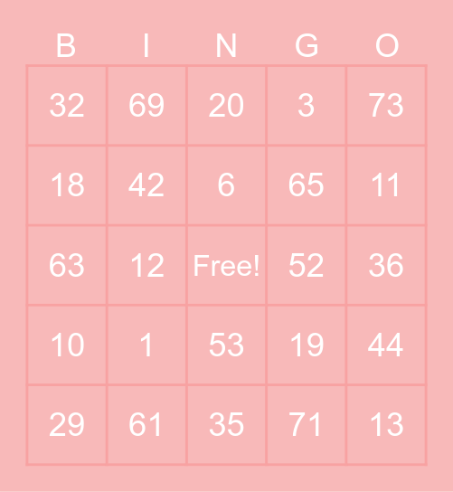 cats Bingo Card