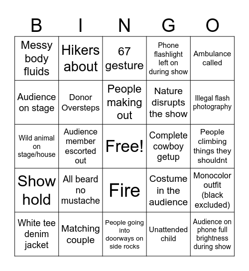 Audience Bingo Card
