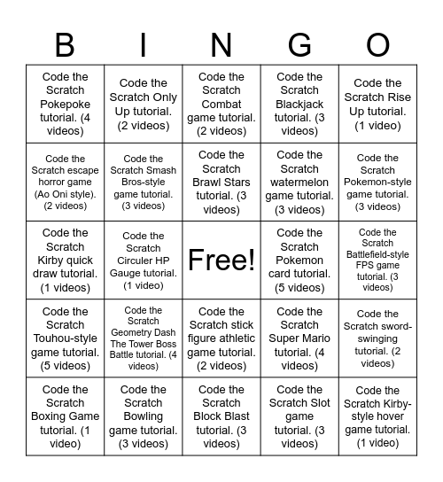My Summer Coding Checklist Bingo Card