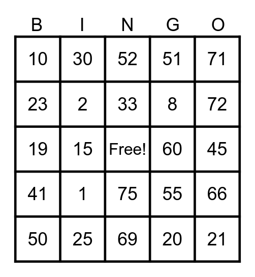 House Bingo Card