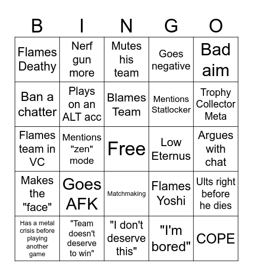 Metro Bingo Card