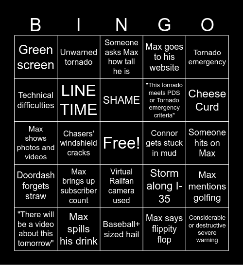 Max Velocity Bingo Card
