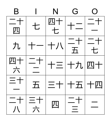 year 8 Bingo Card