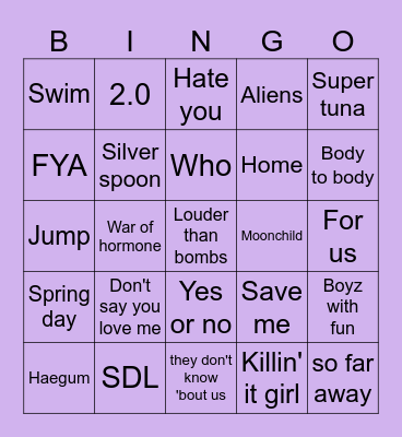 @7_bts15857 Bingo Card