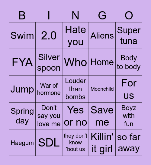 @7_bts15857 Bingo Card
