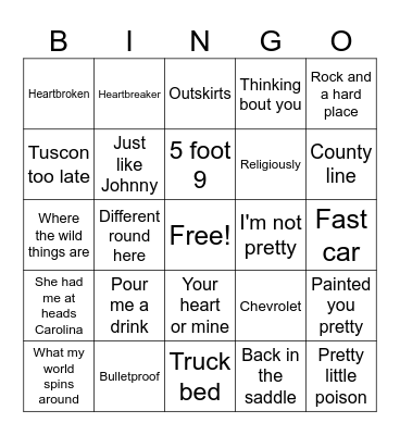Country Party #2 Bingo Card
