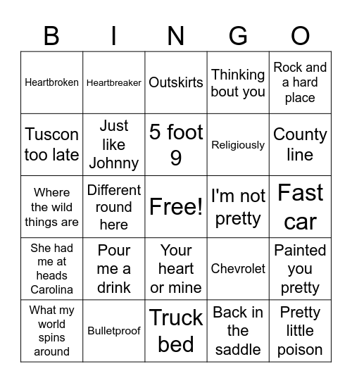 Country Party #2 Bingo Card