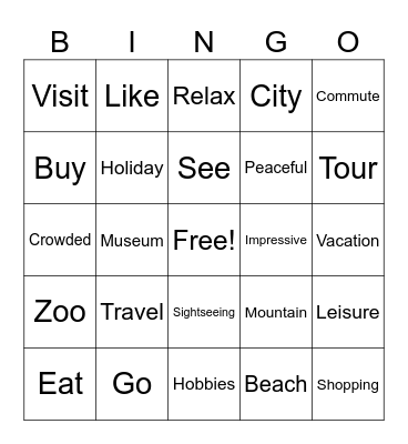 EXPERIENCES Bingo Card