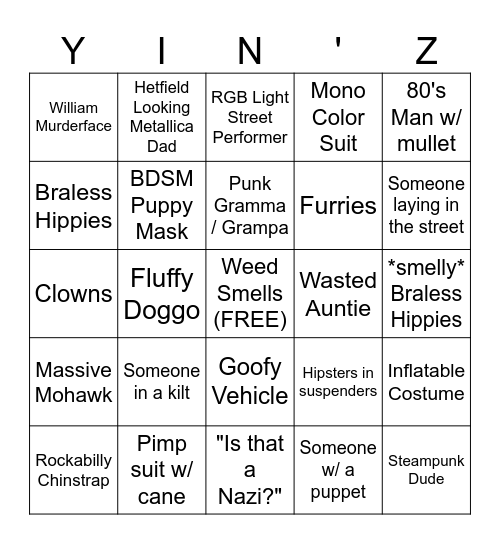 Millvale Music Fest 2027 Bingo Card