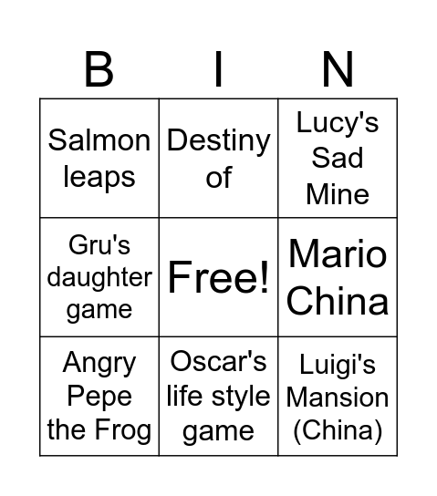Nintendo Direct Predictions 2003 Bingo Card