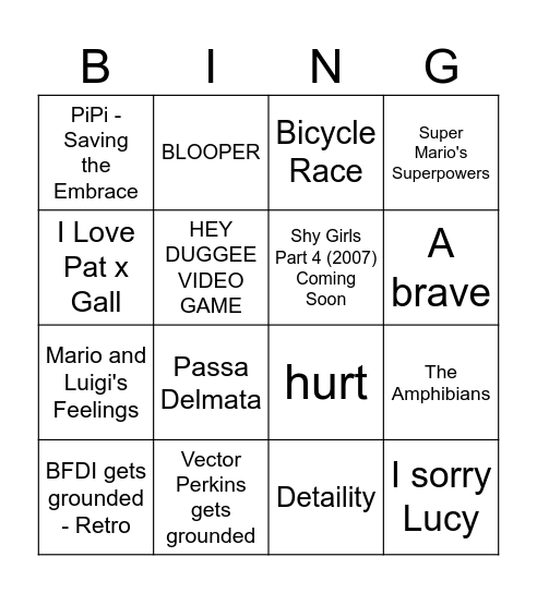Nintendo Direct Predictions 2005 Bingo Card