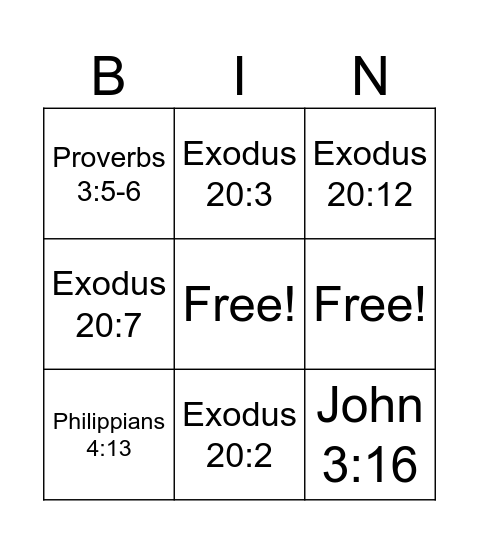 Mighty Kids Scripture  Bingo Card