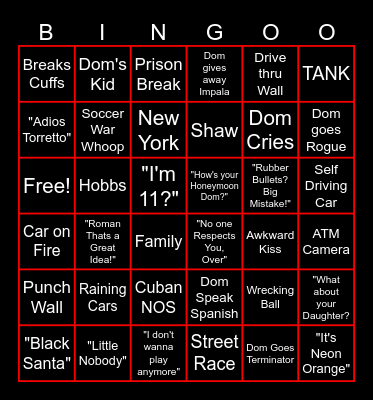 F8 Bingo Card