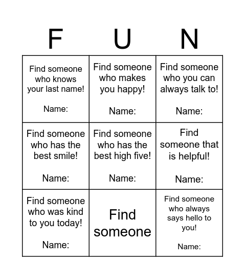Fun! Bingo Card