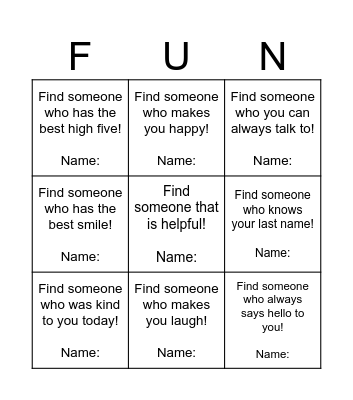 Fun! Bingo Card