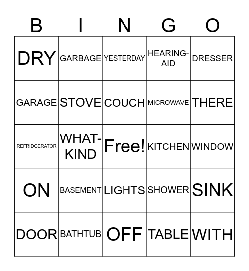 Lesson 9 Vocab Bingo Card