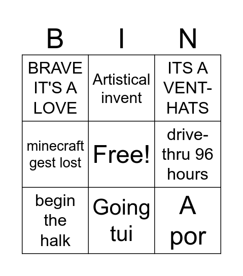 Driving Host KPop Game Bingo Card
