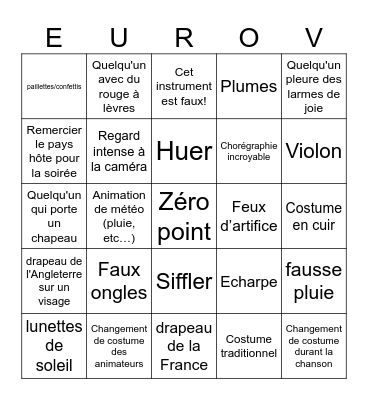 Bingo Eurovision 2026 Bingo Card