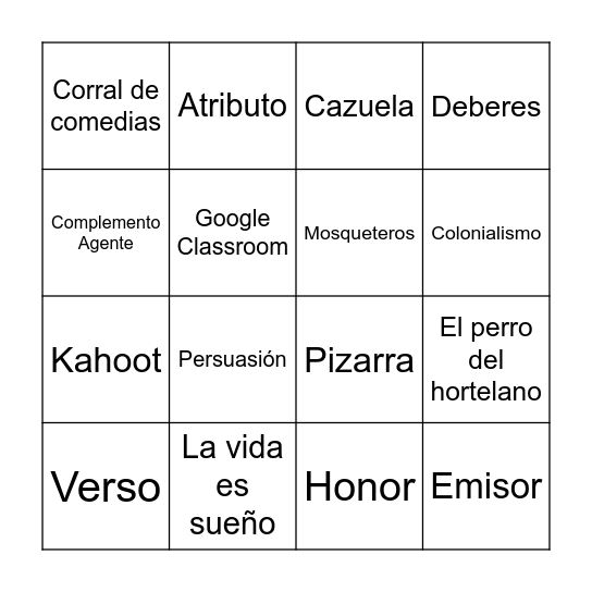 BINGO LINGÜÍSTICO-LITERARIO Bingo Card