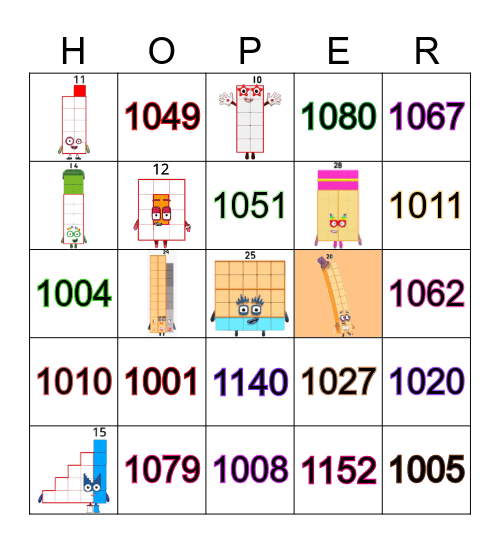 Number blocks Bingo Card