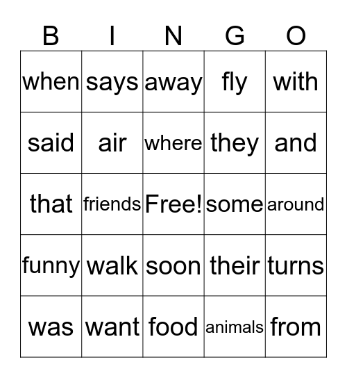 WORD BINGO Card