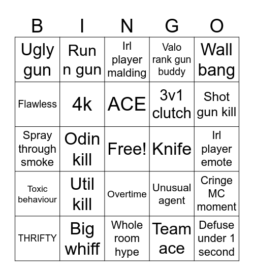 VCT BINGO Card