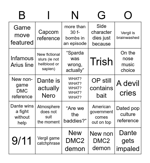 NDMC Season 2 Bingo Card