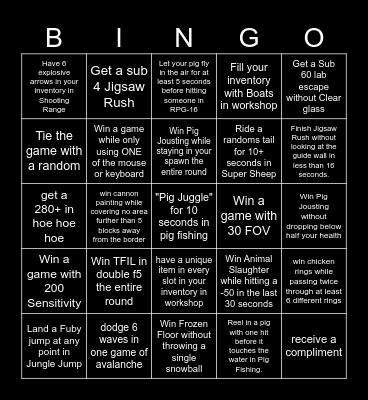 Party games HARD bingo Card
