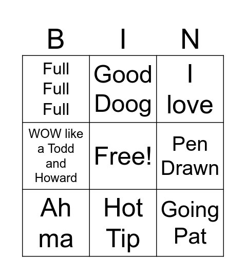 Lily Kelly's TV Bingo Card