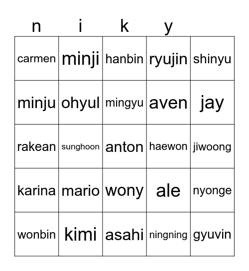 Crossed Paths Bingo Card