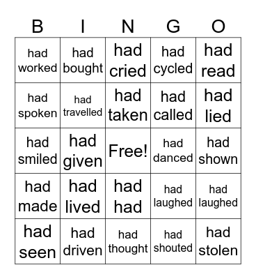 Past Perfect Bingo Card