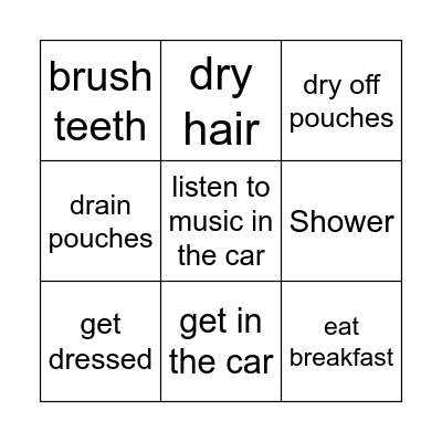 morning routine Bingo Card