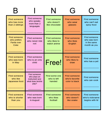 Find Someone Who... Bingo Card