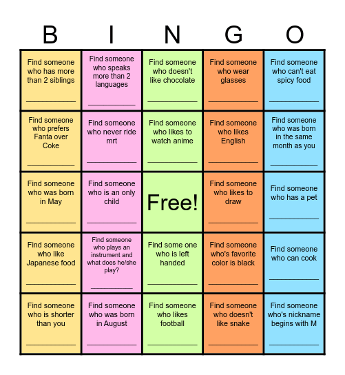 Find Someone Who... Bingo Card