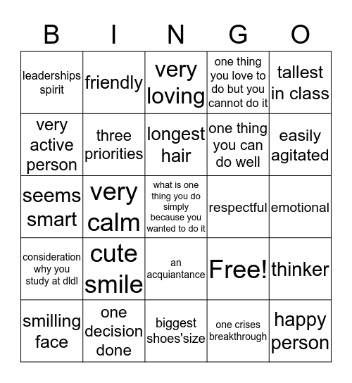 The human person Bingo Card