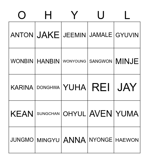 Crossed Paths Bingo Card