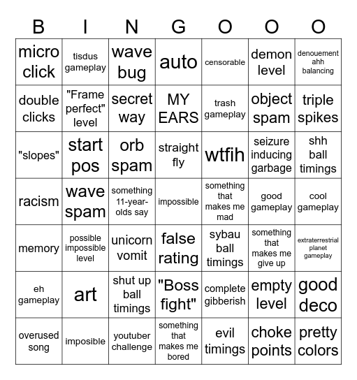random tab Bingooo Bingo Card
