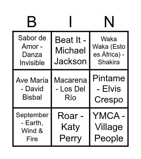 BINGO MUSICAL Bingo Card