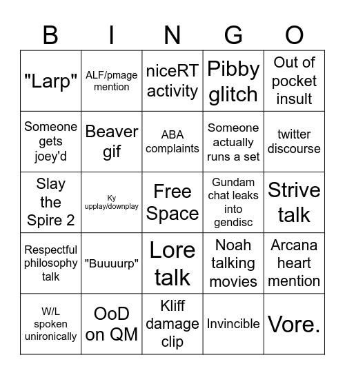 gendisc bingo Card