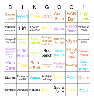 Rich Person Bingoo Bingo Card
