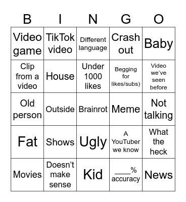 Tung Bingo Card