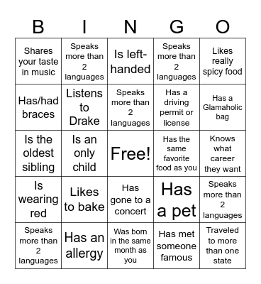 Icebreaker Bingo: Find Someone Who Bingo Card