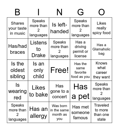 Icebreaker Bingo: Find Someone Who Bingo Card